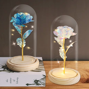 Affascinante Rosa in Foglia d'Oro 24K con Cupola in Plastica, Bouquet Realistico di Rosa Singola, Lunga Durata, Lussuoso per Compleanni e Lauree - Product Image 2