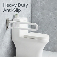 Pegangan Lipat Baja Anti Karat SUS304 Heavy Duty, Rel Pengaman Toilet yang Dapat Dilipat dengan Permukaan Anti Selip Nylon untuk Lansia