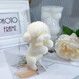 D8084 Handgemachte Süße Pudel Stehende Teddyhund Aromatherapie für Innenbereich Dekoration Gips Kerzenform Silikon 3D-Form - Product Image 2