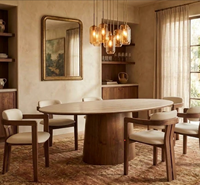 Table à manger ovale moderne du milieu du siècle de 79 pouces, ensemble de chaises de salle à manger, meubles de salle à manger de style français