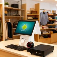 Terminal de point de vente Windows à double écran LIVERDOL avec écran tactile de 15,6 pouces et imprimante thermique de 80 mm pour la vente au détail et la restauration