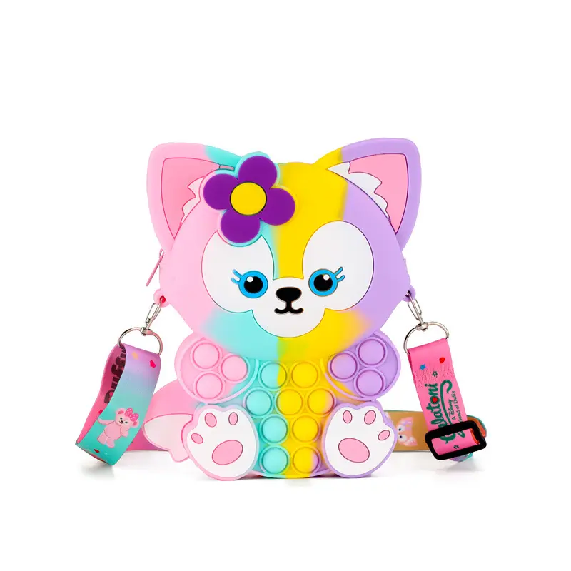 New children's Fox shaped bubble toy shoulder bag Cartoon mobile phone bag Coin storage bag