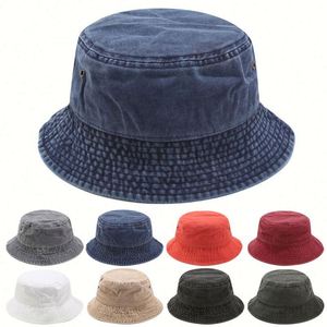 Hot Sale 2025 New Spring <b>Summer</b> Collection Wholesale Washed Cotton Bucket Hat Adult Unisex <b>Flat</b> Top Sun <b>Cap</b> for Beach Outdoor - Product Image 2