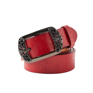 Ceinture en cuir de vache véritable avec motif papillon sculpté, boucle rectangulaire, pour femme, décontractée, rouge, noir, blanc, café, camel, Tiyo - Product Image 3