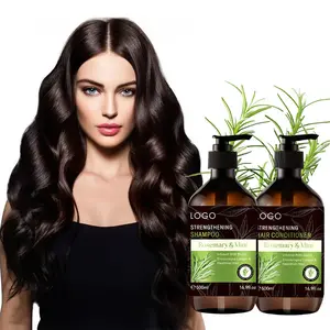 Afro özel etiket organik biberiye nane saç güçlendirilmesi saç büyüme için şampuan ve saç kremi Set