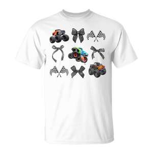 Camiseta Monster Truck Racer de manga corta con cuello redondo y estampado digital para niños, deportes y juegos unisex - Product Image 1