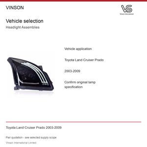 Conjunto de Faros Delanteros (Par) para Toyota Land Cruiser Prado 2003-2009 Configuración Fotografiada - Product Image 5