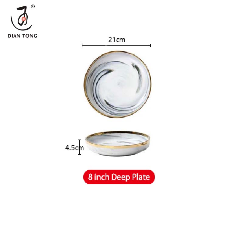 Plato hondo de oro blanco/8 pulgadas