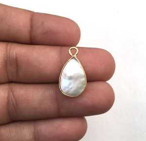 Gema de perla Natural de plata de ley 92,5, colgante hecho a mano con esmalte de oro, joyería hecha a mano, fabricación de joyería de buena calidad - Product Image 4