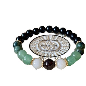 Perles d'obsidienne pour <span class=keywords><strong>bracelet</strong></span> <span class=keywords><strong>avec</strong></span> pierre de grenat naturelle, cordon <span class=keywords><strong>élastique</strong></span> personnalisé, motif en forme de boule, pour femmes, hommes, couples, bijoux - Product Image 2