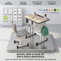 Meubles scolaires en MDF durables et bon marché, bureau et chaise pour étudiants, bureau scolaire moderne simple