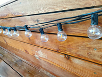 Lampu String LED Globe Patio 25ft 50ft OEM ODM IP44 Tahan Air Fleksibel Vintage Putih Hangat Soket E12 Bohlam G40 Dapat Diredupkan