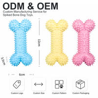 Jouet à mâcher de luxe à pointes pour petits chiens, jouets à mâcher à pointes pour chiots, os en silicone TPR souple et solide, durable, conception personnalisée avec étiquette et couleur