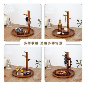 <b>Key</b> <b>Hanger</b> Desktop Storage Solid Wood Round Shape For <b>Keys</b> Jewelry Cosmetics Organizer Standing Type Natural Wood Color - Product Image 5