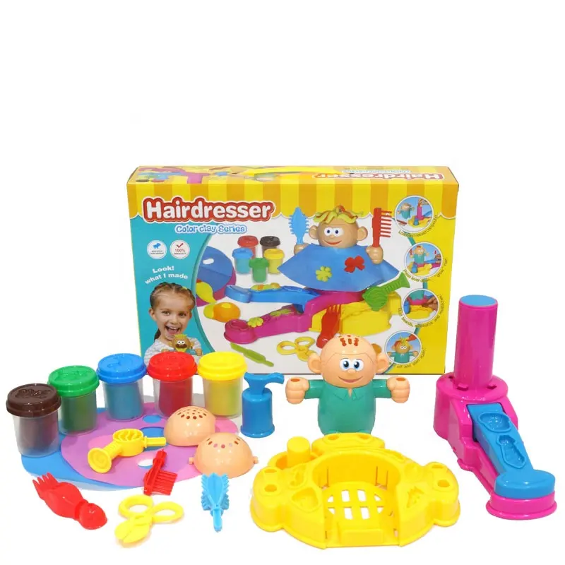 Wholesale Pretend Play Set Children 3D Hairdresser DIY Playdough Molding Colored Clay Toys for Kids Color Box Colorful