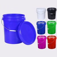 Ember plastik PP 20 Liter tahan lama, dengan pegangan besi dan tutup Food Grade bebas BPA, ember cat daur ulang