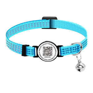 Smart ID Software QR Code Custom Fashion Luxury Nylon Anti-Hang Breakaway Cat Neck Collar con campana - Product Image 4