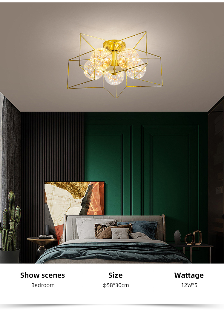 Art Unique Design Gold Color Classics Lighting Vintage Surface Mounted Modern Led Ceiling Lamp