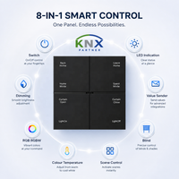 Système d'automatisation de la maison intelligente KNX de luxe, interrupteur à bouton-poussoir à 8 boutons, capteur de proximité, indication LED, design moderne, interrupteur mural