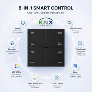 Système d'automatisation de la maison intelligente KNX de luxe, interrupteur à bouton-poussoir à 8 boutons, capteur de proximité, indication LED, design moderne, interrupteur mural - Product Image 1