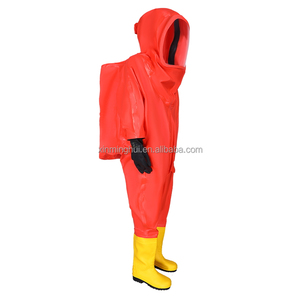Großhandel <span class=keywords><strong>SAFEMAN</strong></span> C3104 Vollständig Geschlossener Hochleistungs-Chemikalienschutzanzug mit Kapuze und Stiefeln Orange-Rote PVC-Ärmel Flüssigkeitsbeständig - Product Image 2