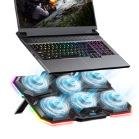 Ventilateur de refroidissement pour ordinateur portable de jeu RGB, alimenté par USB, réglable, 5 ventilateurs, pour ordinateurs portables de 12 à 17 pouces
