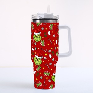 Nuevo Termo de Acero Inoxidable con Aislamiento al Vacío, Diseño Navideño de <span class=keywords><strong>Grinch</strong></span>, 40 oz, para Viajes, Conservación de Bebidas Frías, con Asa - Product Image 6