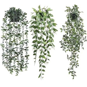 Zhou Fa Artificial Hanging Plant <b>Eucalyptus</b> Vine Indoor Wall Decor Plastic Ornament Wedding Decoration - Product Image 1