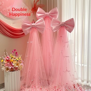 Set Decorativo per <span class=keywords><strong>Camera</strong></span> da Letto <span class=keywords><strong>Nuziale</strong></span> con Grande Fiocco, Colonna, Tenda in Tessuto Ghiaccio e Decorazioni Floreali - Product Image 3