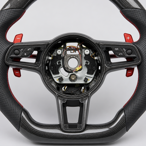 Volant sport en fibre de carbone pour Porsche <span class=keywords><strong>911</strong></span> <span class=keywords><strong>Carrera</strong></span> Boxster Cayman Macan avec boutons de commande intégrés - Product Image 3