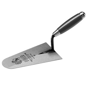 AUSONIA Carbon Steel Round Pattern <b>Trowel</b> Bricklaying <b>Plastering</b> <b>Trowels</b> 22 cm with Ergonomic Varnished Wooden Handle Made Italy - Product Image 1