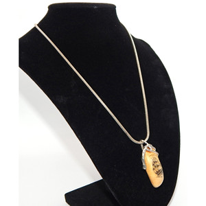 Catena di serpente in argento Sterling 925 con bellissimo ciondolo Scrimshaw della nave - Product Image 4