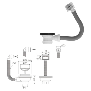 Valvola per lavabo O/70 mm. 1 1/2" con troppopieno - Product Image 2