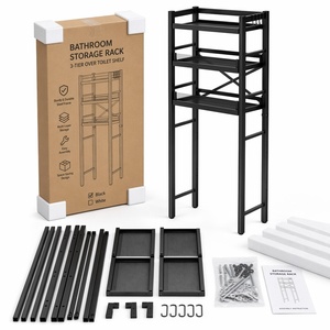 Étagère de rangement <span class=keywords><strong>pour</strong></span> <span class=keywords><strong>machine</strong></span> à <span class=keywords><strong>laver</strong></span> avec structure métallique, gain de place, organisateur de buanderie <span class=keywords><strong>pour</strong></span> salle de bain et buanderie - Product Image 6