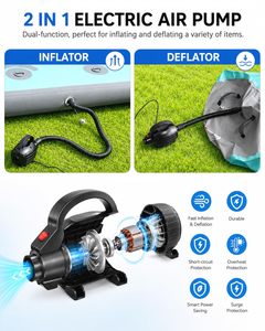 Pompe à matelas 600W la plus vendue, mini pompe à air électrique gonflable rapide pour jouets gonflables, piscine, radeau, accessoires de camping noirs - Product Image 4