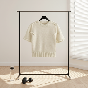 Maglione Pullover Vintage da <span class=keywords><strong>Donna</strong></span>, Casual e alla Moda, <span class=keywords><strong>Beige</strong></span> Intrecciato Traspirante con Maniche Corte e Collo Tondo per l'Autunno - Product Image 4