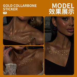 Personalizzato lamina d'oro clavicola tatuaggio temporaneo impermeabile lunga durata metallizzato Body Art Sticker per le donne di Design elegante - Product Image 4