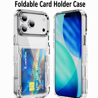 Étui de téléphone transparent avec porte-cartes pour iPhone, coque rigide avec support, accessoire en gros en stock
