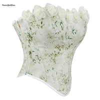 Corselet vintage de grande taille pour femmes Sexy Koset Victorian Floral Lace Trimmed Corset Crop Top avec fermeture éclair niveau de contrôle ferme