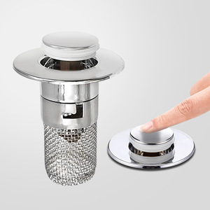 Washbasin drain <b>plug</b> with spring-loaded core, basin drain cleaner, hair filter, odor-proof, removable, <b>universal</b> push-button - Product Image 4