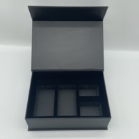 Boîte magnétique noire personnalisée, fermeture magnétique, boîtes cadeaux rigides pliables, emballage magnétique, feuille d'or de luxe, boîte magnétique personnalisée