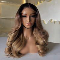 Peluca de Cabello Humano 100% con Ondas Ombre y Encaje Frontal, Densidad 180%, Cierre de Encaje HD 4x4, Pre-Desplumada, para Uso Diario