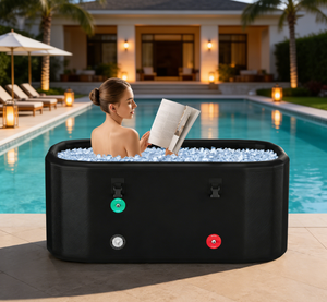 Nueva Bañera de Hielo Ovalada Inflable Vanace Drop Stitch Negra, Piscina de Inmersión Fría para Entusiastas del Fitness, Terapia de Hielo y Alivio Muscular - Product Image 1
