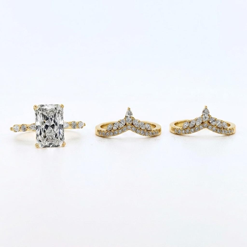 Juego de anillos de moissanita2