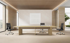 Mesa de <span class=keywords><strong>Conferencia</strong></span> Comercial Moderna de Madera con Ranuras Integradas para Gestión de Cables y Tablero Engrosado para Sala de Conferencias - Product Image 2