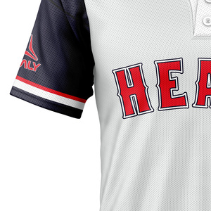 เสื้อเบสบอลแขนสั้นแบบแร็กแลน Healy Custom Logo สำหรับผู้ชาย เสื้อยืดเฮนลีย์ 2 กระดุม ผ้าตาข่าย ชุดฝึกซ้อมทีมกีฬา - Product Image 3