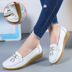 Giày Lười Mũi Nhọn Thời Trang Chất Lượng Cao Bán Sỉ Giày Ba Lê Giày Đế Bằng Da Đanh Nữ Màu Trơn - Product Image 3