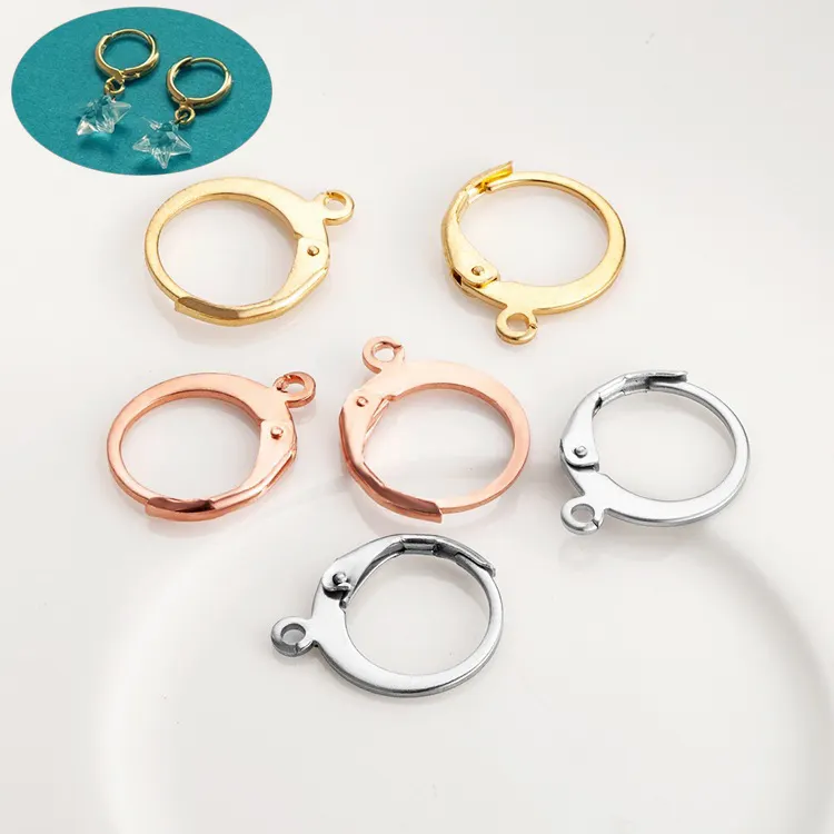 Ganci per orecchini a leva rotondi in acciaio inossidabile, oro/rodio (tono argento)/componenti per orecchini in ottone oro rosa accessori per orecchini