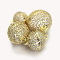 Perles en zircon CZ pavées de 8, 10, 12, 14 mm, rondes, pour collier, bracelet, connecteurs magnétiques, fermoirs magnétiques pour la création de bijoux DIY