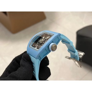Montre mécanique automatique pour homme de qualité supérieure, édition limitée, squelette en céramique bleue, tourbillon en forme de baril - Product Image 5